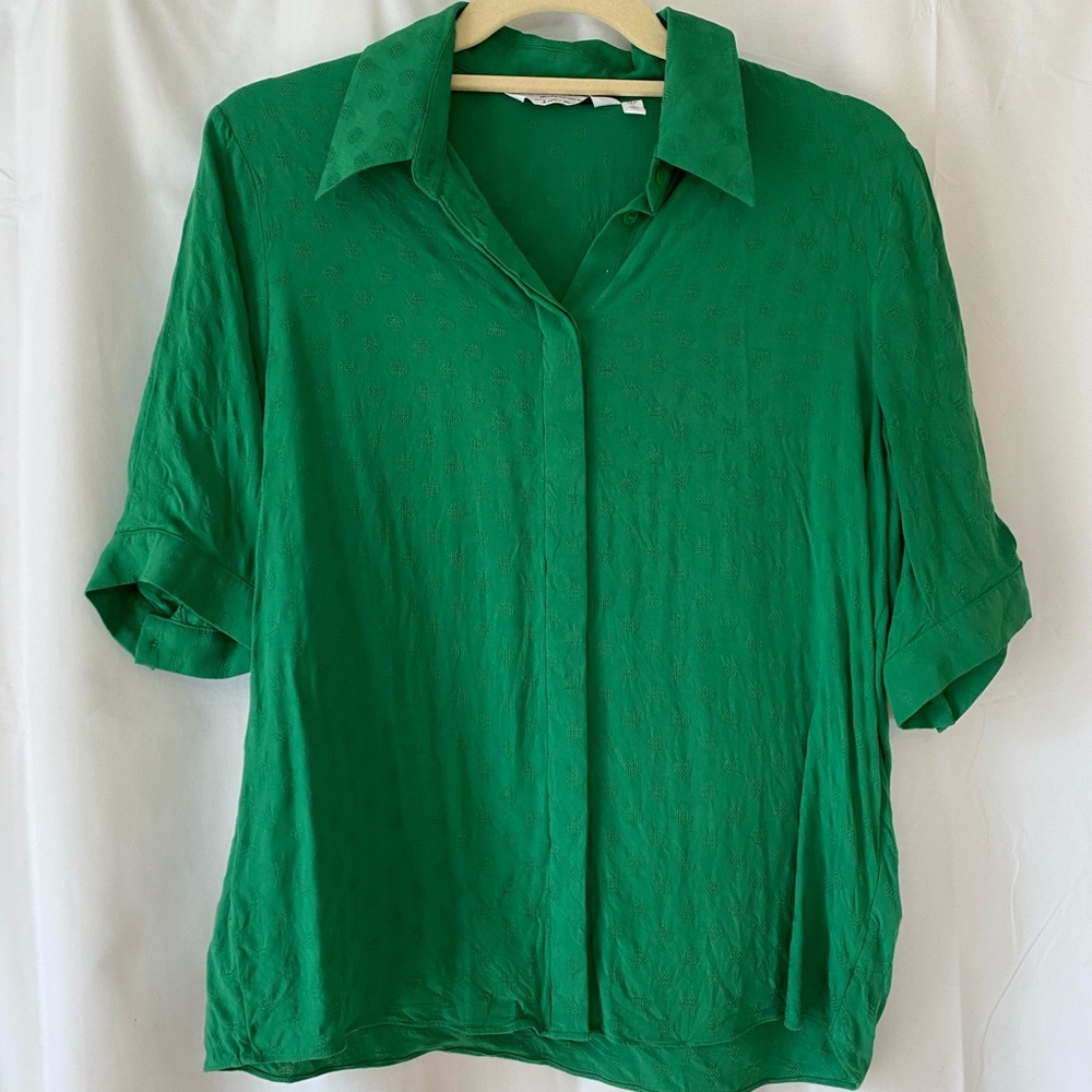 & Other Stories green jacquard shortsleeve blouse